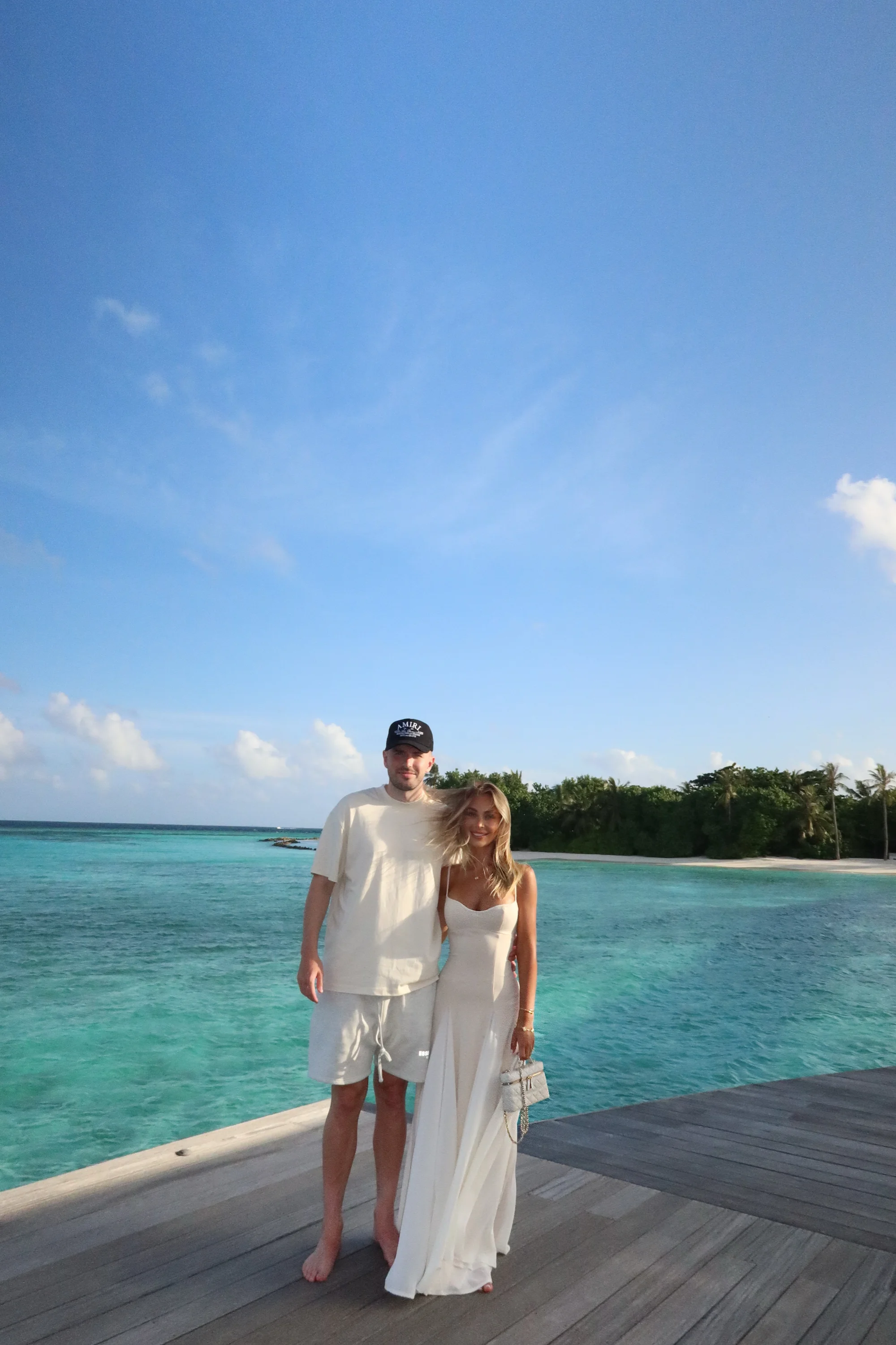 Overwater villa at golden hour, Maldives